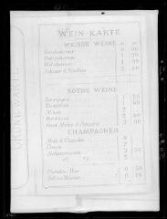 1 vue  - Carte de vins, restaurant Grune Warte. (ouvre la visionneuse)