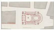 1 vue  - Plan d\'un théâtre sur la place du Marché-aux-Herbes. [Postérieur à 1790]. (ouvre la visionneuse)