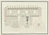 1 vue  - [Plan d\'un moulin, coupe, rouages et mécanisme, fin 18e siècle]. (ouvre la visionneuse)