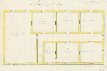 1 vue  - [Caserne de la maréchaussée de Bernécourt, près de Nancy], plan du premier étage (14 août 1784). (ouvre la visionneuse)