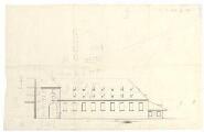 1 vue  - [Manège du quartier Saint-Nicolas, façade latérale droite (?)]. [1781]. (ouvre la visionneuse)