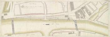 ouvrir dans la visionneuse : Plan d'allignement des quays des Pecheurs et Batelliers avec le pont projetté pour leur jonction. [1810].