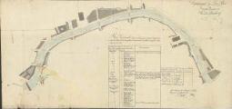 1 vue  - Plan général du Canal des Faux remparts indiquant l\'emplacement du quai à établir sur la rive gauche et les propriétés et parcelles de propriétés qui sont à acquérir par la ville. (ouvre la visionneuse)