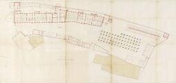 1 vue  - Plan du rez-de-chaussée [des bâtiments de l\'hôpital civil]. [fin 18e siècle] (ouvre la visionneuse)