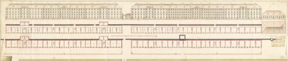 ouvrir dans la visionneuse : Plan du quartier de casernes Finkmatt, comprenant deux pavillons. [3e quart 18e siècle].