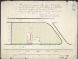 ouvrir dans la visionneuse : Plan d'un jardin appartenant au citoyen Frick, boucher, situé à la Ruprechts-au, au-dessous du Moulin près du MuhlBach, de la contenance de 1 arpent 7077 pieds quarrés de Strasbourg.[1800].