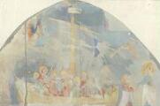 ouvrir dans la visionneuse : [Eglise Saint-Pierre-le-Jeune protestante, relevé de la Navicella (d'après Giotto, original à Saint-Pierre du Vatican), peinte sur le mur ouest dans la nef]. [1890].