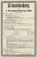1 vue  - Bekanntmachung des kaiserlichen Bezirkskommando betreffend die 1. Kriegsmusterung 1918. (ouvre la visionneuse)