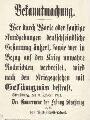 1 vue  - Bekanntmachung des Gouverneurs der Festung Strassburg. (ouvre la visionneuse)
