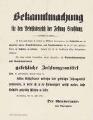 1 vue  - Bekanntmachung des Gouverneurs für den Befehlsbereich der Festung Strassburg. (ouvre la visionneuse)