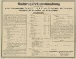 1 vue  - Nachtragsbekanntmachung zu der Bekanntmachung vom 25. September 1917, betreffend Höchstpreise für Korkabfälle und Korkerzeugnisse. (ouvre la visionneuse)