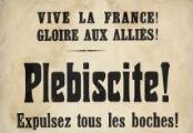 1 vue  - Vive la France, gloire aux alliés. Plébiscite ! Expulsez tous les boches ! (ouvre la visionneuse)