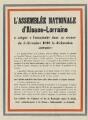 ouvrir dans la visionneuse : L'assemblée nationale d'Alsace-Lorraine, instance représentative provisoire, proclame le rattachement de l'Alsace-Lorraine à la France comme indiscutable et se prononce contre le neutralisme, 5 décembre 1918.