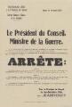 1 vue  - Le Président du Conseil, Ministre de la guerre. Arrêté du 14 mars 1919 relatif aux échéances et recouvrement des traites et chèques en Alsace et Lorraine. (ouvre la visionneuse)