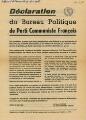 ouvrir dans la visionneuse : Déclaration du Bureau Politique du Parti Communiste Français [recto-verso].