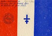 2 vues  - Fanion bleu blanc rouge pour le 2e tour des élections législatives en Lorraine [juin 1968][recto-verso][double exemplaire]. (ouvre la visionneuse)