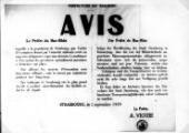 1 vue  - Avis d\'évacuation daté du 2 septembre 1939, signé par le préfet A. Viguié : reproduction. (ouvre la visionneuse)
