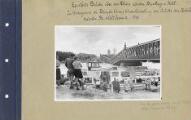ouvrir dans la visionneuse : Pont routier sur le Rhin. Vue du pont partiellement détruit prise depuis la rive allemande vers Strasbourg.