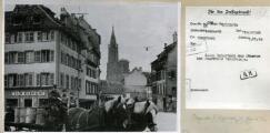 ouvrir dans la visionneuse : Croisement de la Place de l'Hopital et la rue d'Or. 7 novembre 1940.