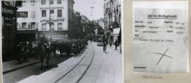 ouvrir dans la visionneuse : Troupes allemandes dans les rues de Mulhouse. 19 juin 1940.