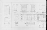 8 vues  - Ecole Langevin II (Marguerite Perey, Cronenbourg), façades, coupes, intérieurs logements, aire de jeux : plans. (ouvre la visionneuse)